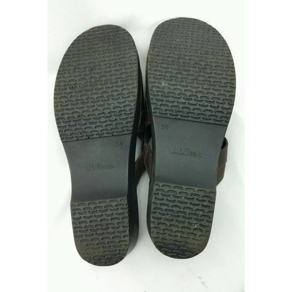 LL Bean Shoes 7.5M 39 Brown Leather Slide On Clogs Expandable Comfortable - Picture 8 of 10